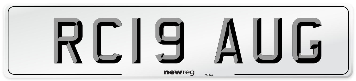 RC19 AUG Number Plate from New Reg